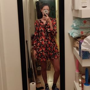 Floral Fit and Flare Long Sleeve Shirt Dress